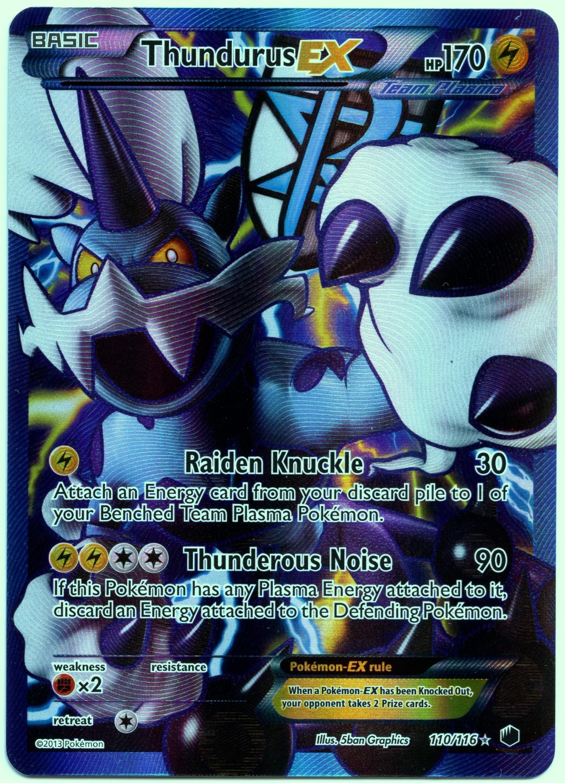 Thundurus EX 110/116 Plasma Freeze Holo Full Art Pokémon TCG Ultra Rare NM