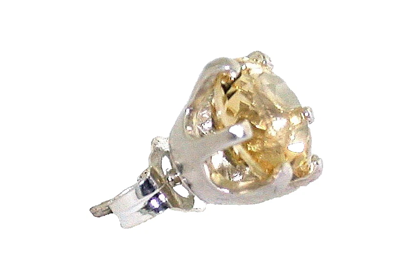 PENDIENTE DE PLATA ESTERLINA GEMA BERILO DORADO NATURAL DE 7 MM PSE97/62725 DE UN SOLO TACHUELA Foto 2 de 2