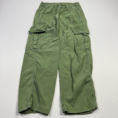 Billabong Cargo Pants Womens 25 Green Cotton Utility Wide Leg