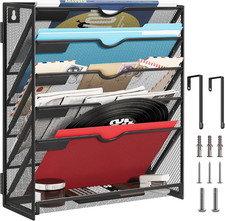 6-Tier Hanging File Organizer, Wall Mount File Holder for Mails Folders Paper...