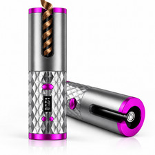 Cordless Automatic Hair Curler Ceramic Rotating Curling Iron 6 Temps Timers