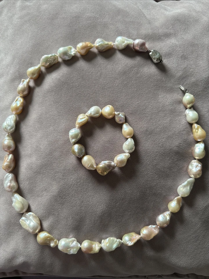 Süßwasserzuchtperlen Kette plus Armband