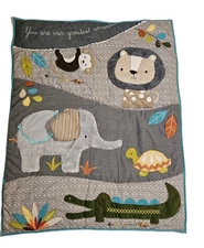 Levtex Baby Zambezi Safari Baby/Toddler Bedding Blanket Animals Textured EUC