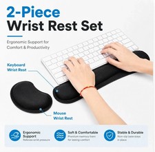 Keyboard Mouse Wrist Rest Set Memory Foam Gel Support Ergonomic Cushion