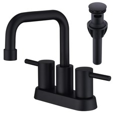Matte Black Bathroom Faucet 2 or 3 Hole, 4 Inch Centerset Stainless Steel Black