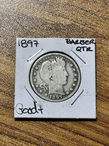 1897 P Barber Silver Quarter Nice G+ Good Better Date 25c Coin (Raw11198) (M)