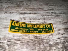 Vintage John Deere Ahrens Implement Dealer Sticker Markesan Wisconsin Ski-Doo