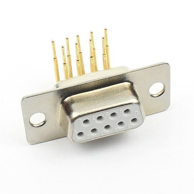 1Pcs Gold Plated DB9 D-SUB 9 Machine Pin Female Right Angle PCB Connector 2 Row 