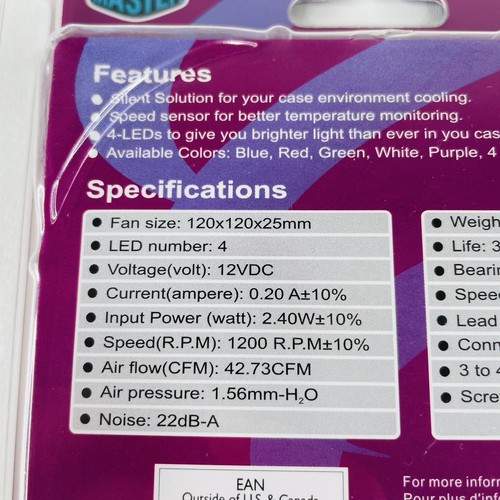 New Cooler Master Modding LED Silent Fan Blue TLF-S12-EB 120x120x25mm - Picture 6 of 8