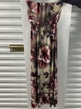 Streetwear Society Strapless Floral Maxi Dress Small Brown Boho