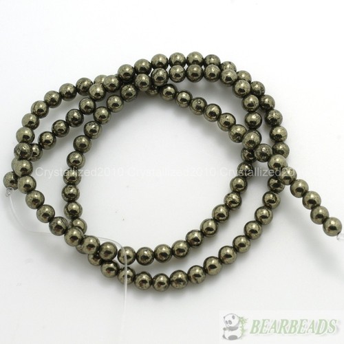 Natural Iron Pyrite Gemstone Round Beads 2mm 3mm 4mm 6mm 8mm 10mm 12mm 14mm 16'' - Picture 10 of 18