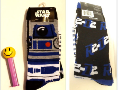 R2-D2 Socks NEW 2 Pairs Crew Sox Mens SZ 10-13, Shoe SZ 6-12 Star Wars Disney