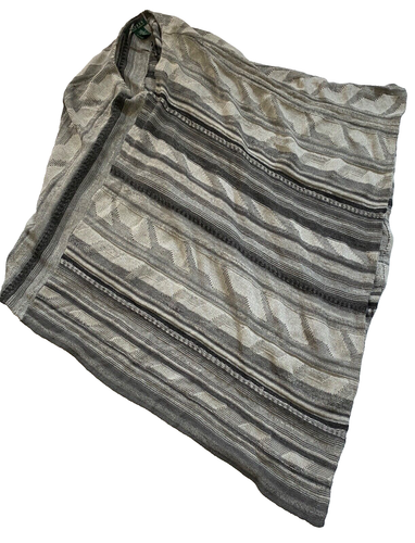 Lauren RALPH LAUREN Poncho Linen Blend Oversized Gray Striped Top Size L XL 38"