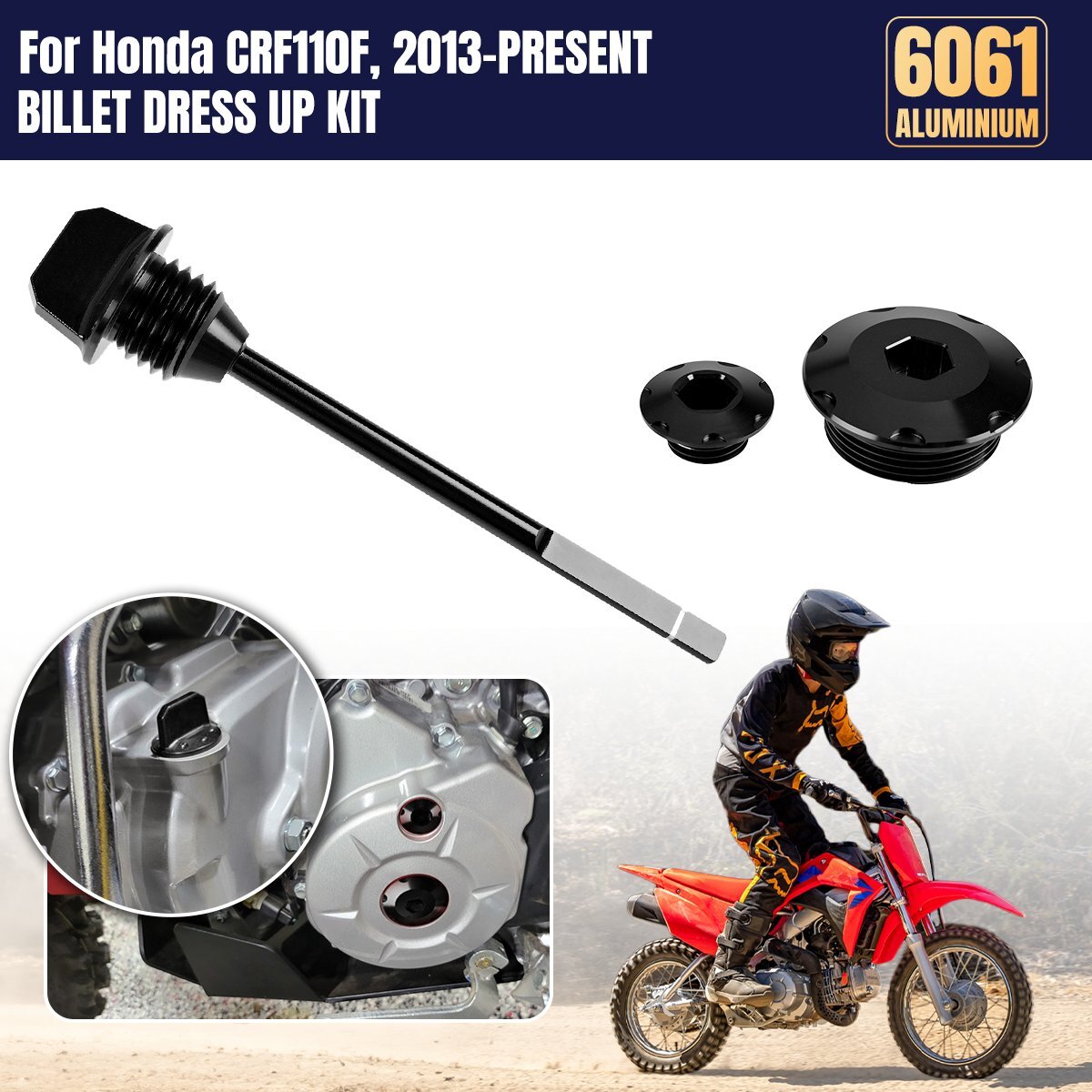 For Honda CRF110 CRF110F 20132023 Billet Dress Up Kit Dipstick Engine Plugs SU eBay