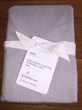 POTTERY BARN MINI WAFFLE WEAVE Thermal Knit Gray Square Euro PILLOW SHAM 26” NEW