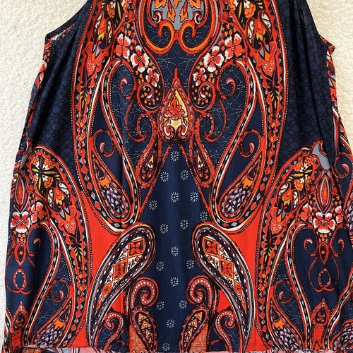 LASCANA Tank Mini Dress Or Tunic Red & Blue Paisley Print Women’s Plus Size 18 - Picture 7 of 11