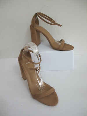 ASOS Beige Suede Sandals Barely There Block Heel Open Toe