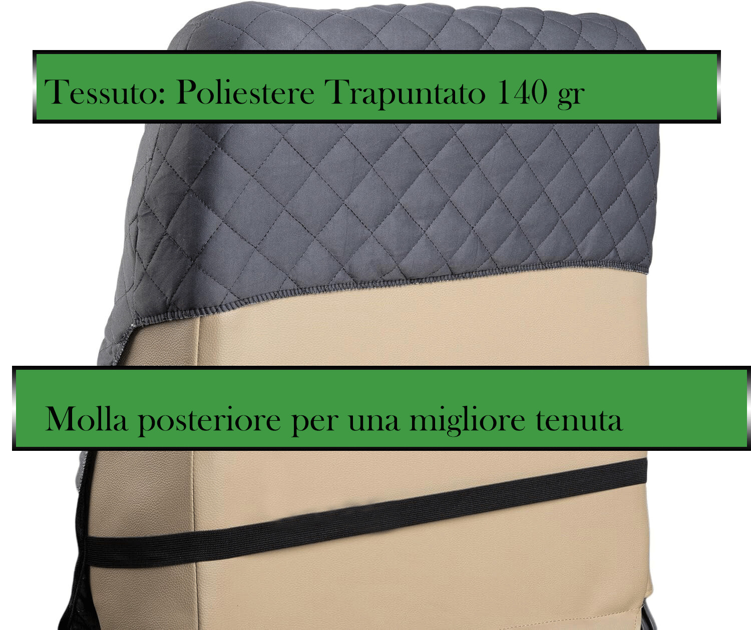 Coprisedili Auto Universali Compatibili Trapuntati Coppia Anteriore A22 - Miniatura 4