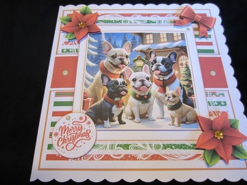 Biglietto natalizio nuovo fatto a mano - tema cane misura 8" x 8" - Foto 5 di 5