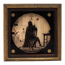 C&A Richards Reverse Paint Eileen Dowd Of John Alden Silhouette 1930’s Original