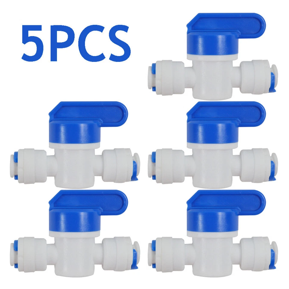 5* 1/4" Ball Valve Inline Tap Quick Connect Push For RO Water Reverse Osmosis ## - Image 3 of 4