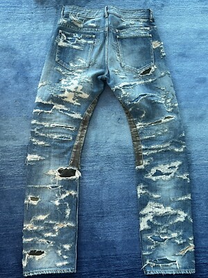 Givenchy Matthew Williams Jeans In Destroyed Denim Moleskin