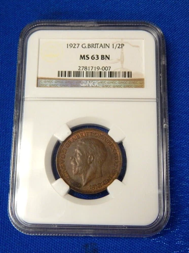 Great Britain 1927 1/2 Penny  - NGC MS63 BN (GFC 60)
