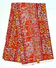African Print Fabric/ Ankara - Orange, Brown, Beige 'Ceylon  , YARD or WHOLESALE