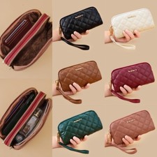 Women's Wallet Leather Purse Zipper Around Cards Holder Phone Bag with Wristlet