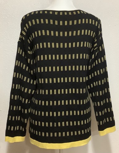 Mondi Sweater Vtg 80’s W Germany Black Yellow Geo Stripe Sz40 M or L - Picture 5 of 6