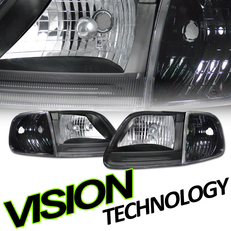 Fits 1997-2003 Ford F150 Expedition Black Headlights Corner Signal Lamps 97-03 E - Foto 9