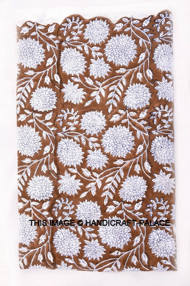 Tela suave de algodón Jaipuri Dabu estampado floral bloque mano indio de 3 yardas Foto 3 de 3