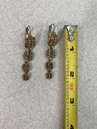 Vintage Liz Claiborne 4 Tier Drop Dangle Earrings Signed/Stamped Liz Claiborne - Picture 7 of 8