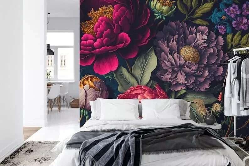 Blooming Peonies Floral Baroque Wallpaper Mural Removeable Washable Peel & Stick - Image 4 of 4