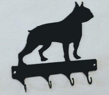 Boston Terrier 4 Hook Leash or Key Holder Black Wrought Iron Look Made in USA