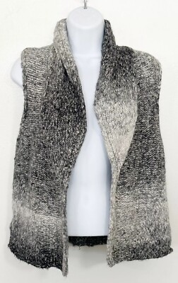 Loft Vest Knit Open Black Ombre Sweater S Shawl Neck Boho Hippie Preppy Casual