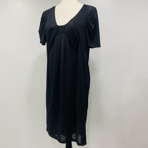 VANESSA BRUNO 1 VTG Black Short Sleeve Shift Dress Wool Blend Knit Portugal S - Picture 5 of 17
