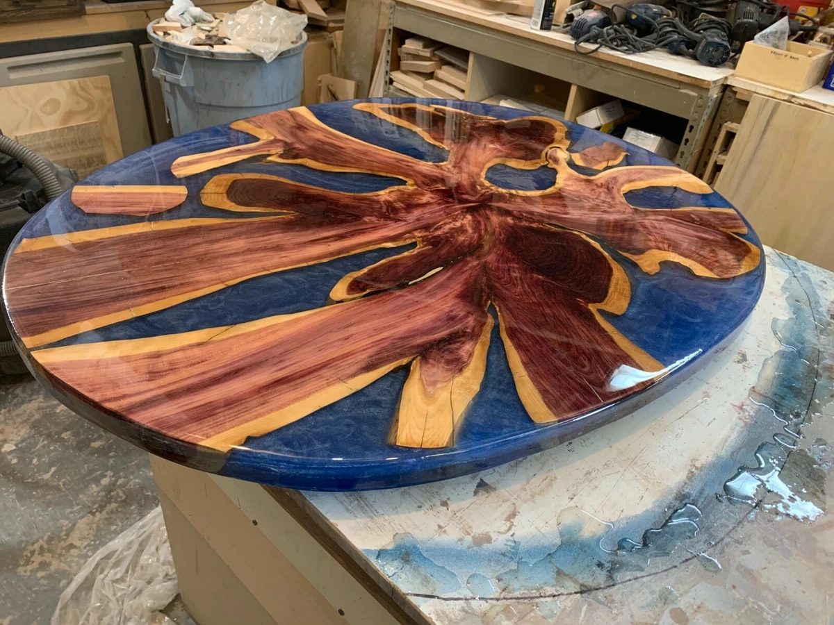 Custom Handmade Live Edge Epoxy Resin Table Top - Gul Natural