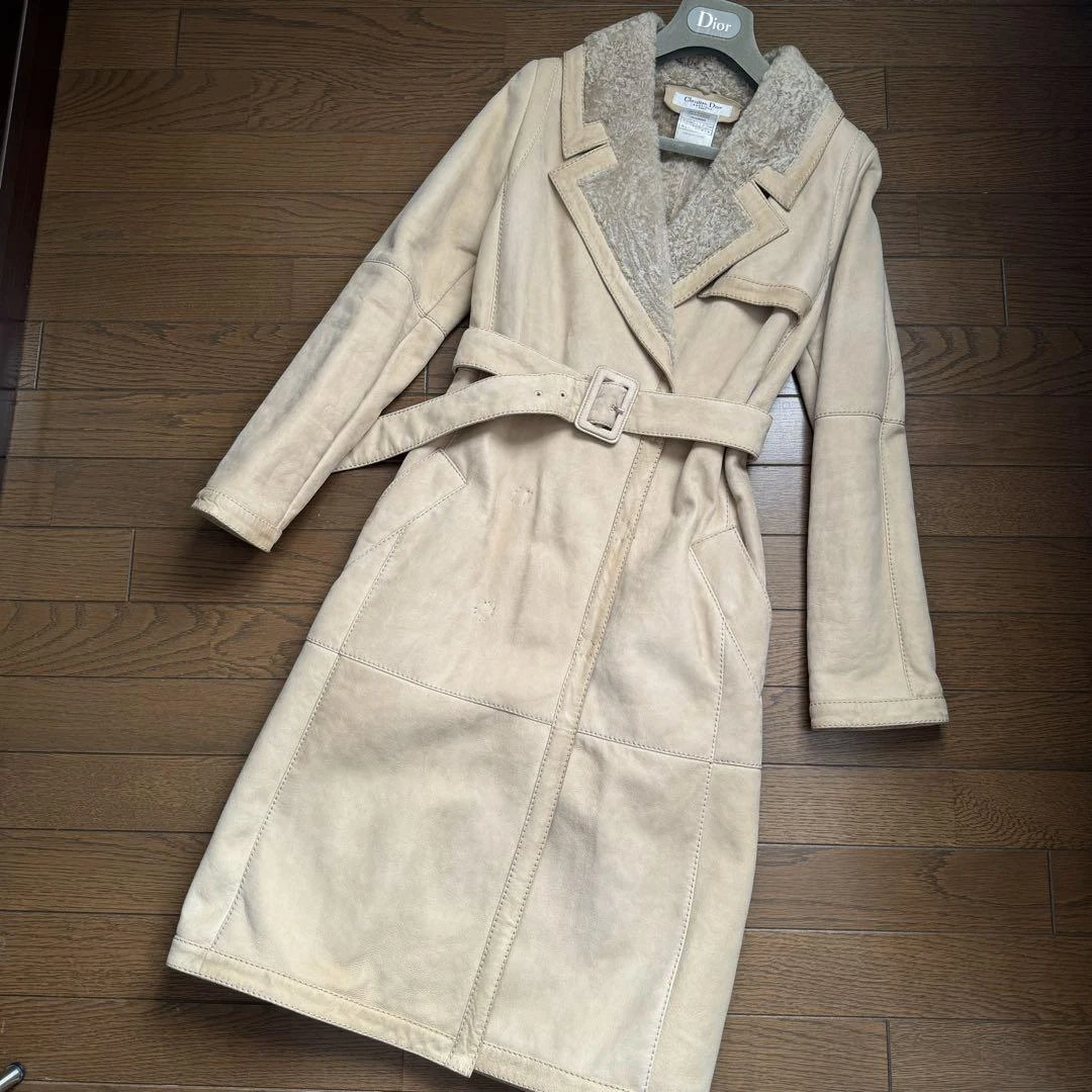 Manteau ceinturé Christian Dior par John Galliano cuir de mouton peau de mouton mouton Mouton