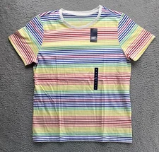 New Lands' End Women's Short Sleeve Relaxed Supima Crew Neck Tee Top Multi M