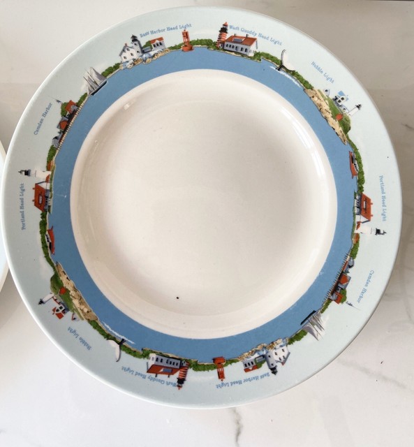 LL Bean VACATIONLAND Set Of 4 Dinnerware China 8 3/4” SALAD Dessert