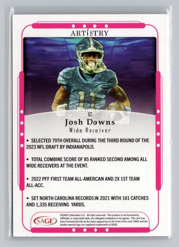 2023 SAGE FOOTBALL Artistry Pick Your Cards - Picture 37 of 61