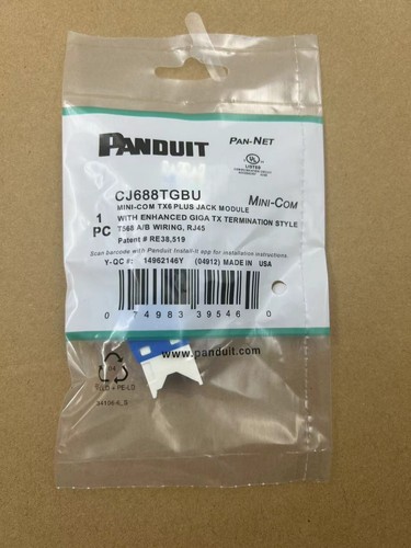 NEW Fits Panduit Giga TX Cat6 jack blue CJ688TGBU BOX OF 50. Free shipping - Picture 2 of 3