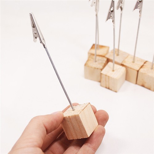 Alligator Clip Memo DIY Wood Photo Metal Wires Picture Holder Table Stand 10pcs - Picture 5 of 7