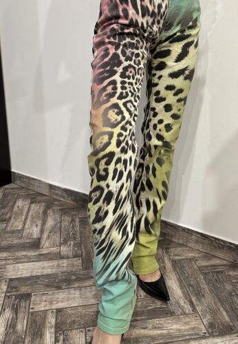 Vintage Y2K Just Cavalli Leopard Mehrfarbig Damen Stretch Jeans Hose Größe 27 - Bild 6 von 13