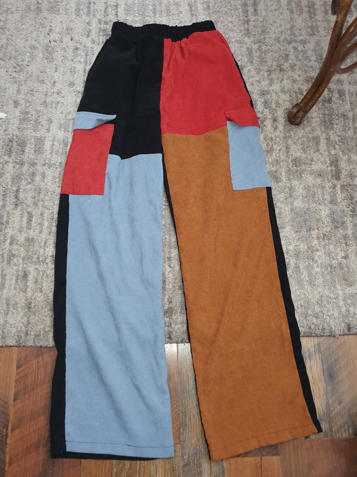 Romwe elastic waist pull on cargo patchwork pants… - image 2