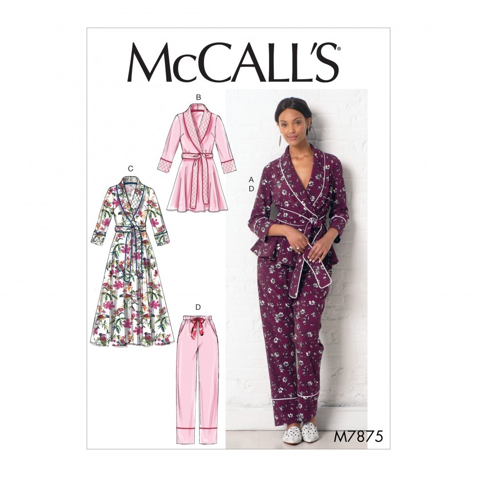 McCalls Sewing Pattern 7875 Sleepwear, Pyjamas, Dressing Gowns Y