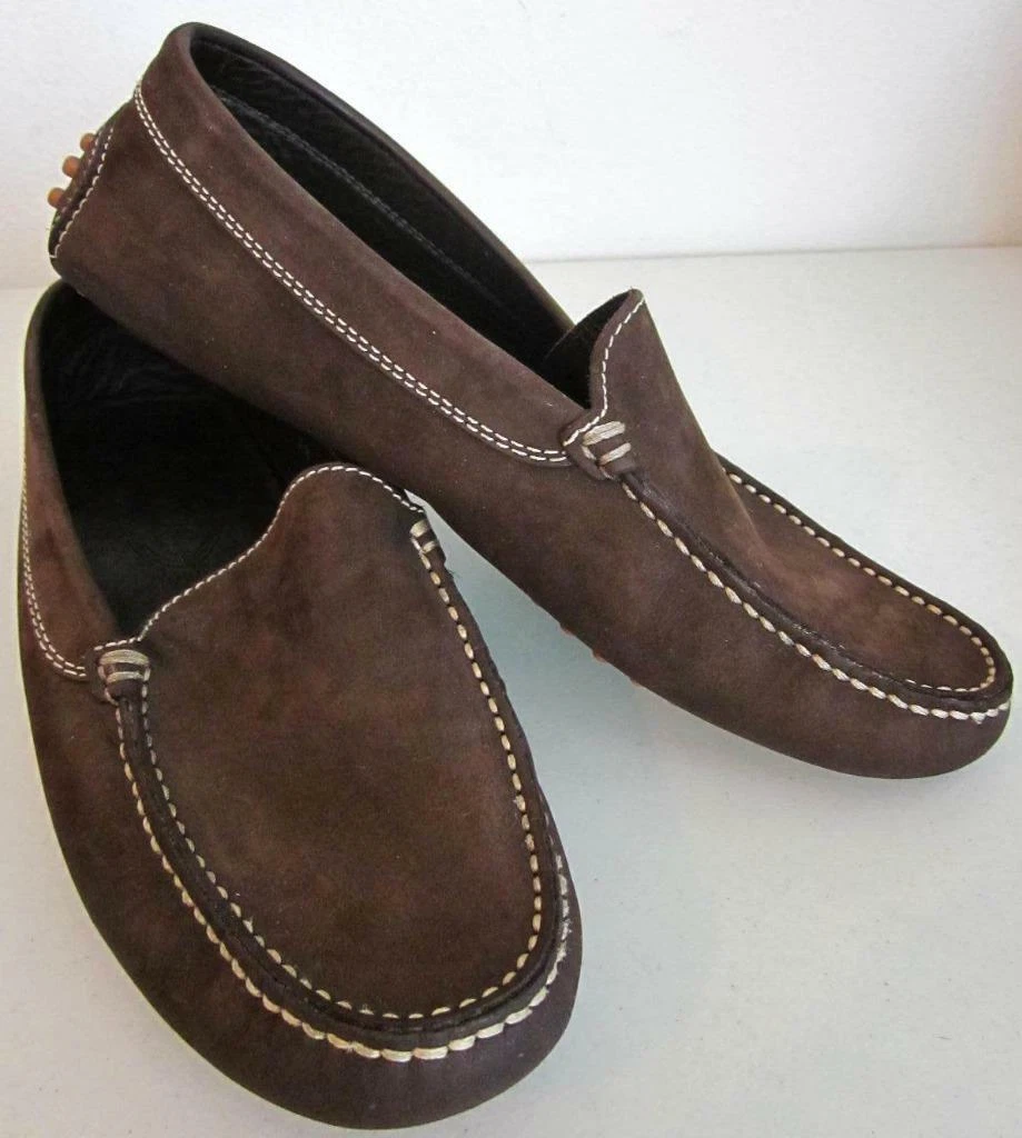 TOD’S Mocassino slip on da uomo Tods Gommino taglia 7 5 M UK 6 5 marrone pelle scamosciata da guida in ottime condizioni