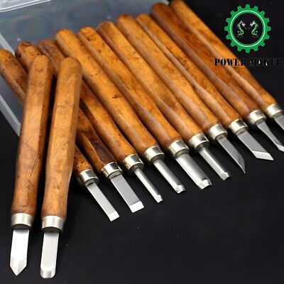 12PCS Wood Lathe Chisel Professional Woodworking Turning Tools New