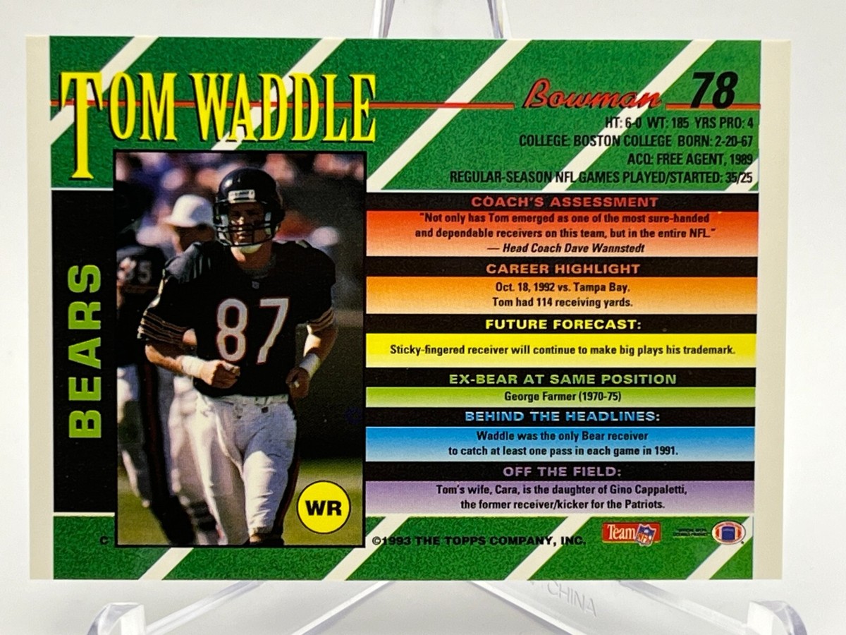 1993 Bowman NFL Football Card #78 Tom Waddle WR # 87 Chicago
